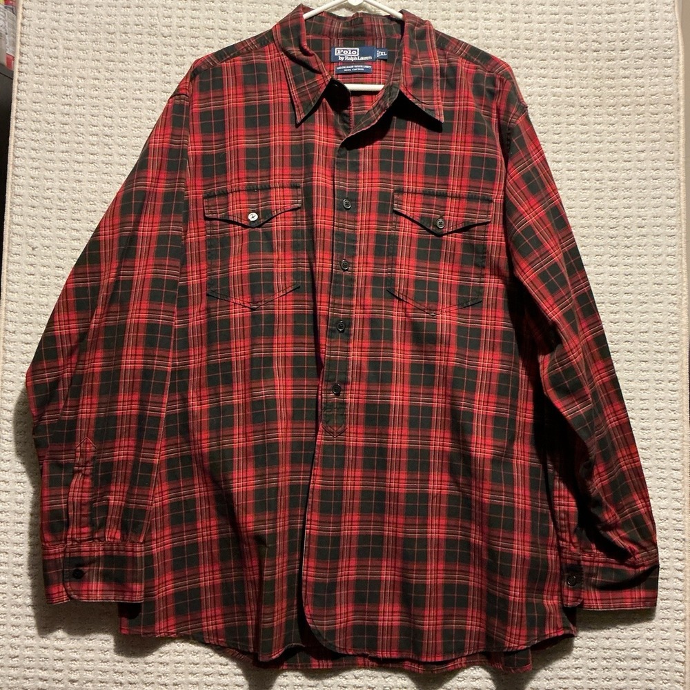 Polo Ralph Lauren Woodsman Work Shirt Men's Button Shirt Size XL  Long Sleeve